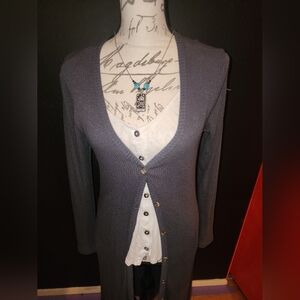 Long, soft blue/gray cardigan. Size S